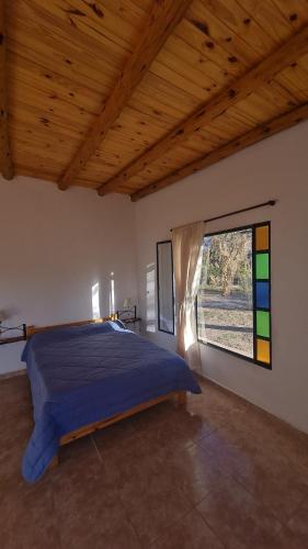 a bedroom with a large bed and a window at Hospedaje Sauce Linda - Casa Brea in Piedra Pintada