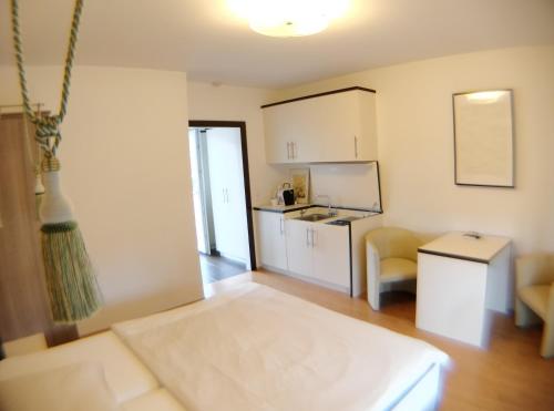 a room with a kitchen and a living room at apartmentHAUSmannstätten in Hausmannstätten