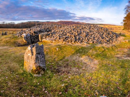 a large rock in the middle of a field at Holiday Home Springbank Lodge by Interhome in Drumnadrochit