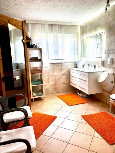 a bathroom with a sink and a toilet at Haus Mantai in Freudenstadt