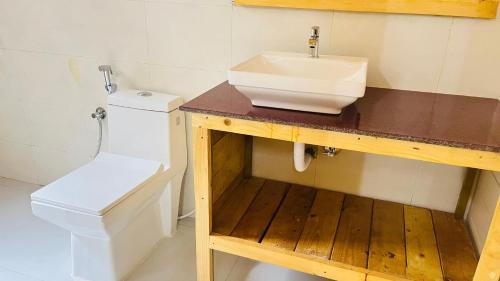 a bathroom with a sink and a toilet at The Mild Goa in Patnem
