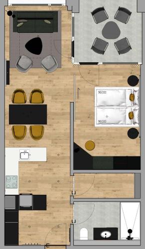 a floor plan of a room with furniture at Essential by Dorint Interlaken - New Opening in Interlaken