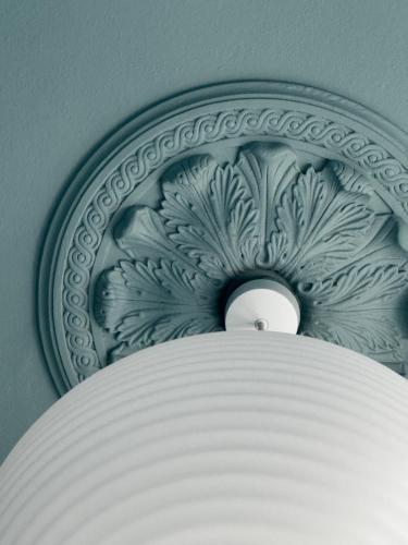 a close up of a ceiling with a chandelier at stilwerk Strandhotel Blankenese in Hamburg