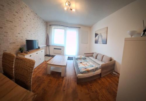 A television and/or entertainment centre at Apartman s terasou