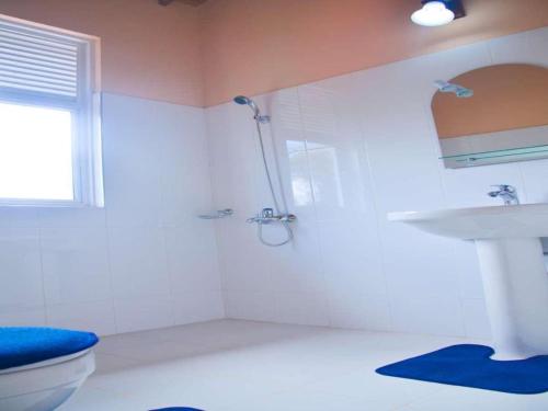 a bathroom with a shower and a toilet and a sink at Lion Nature in Wellawaya