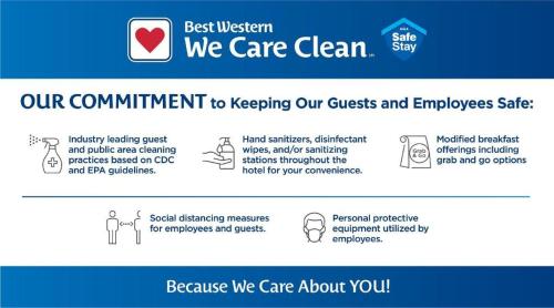 a screenshot of our commitment to keeping our guests and employees safe at Best Western Lake Lucille Inn in Wasilla