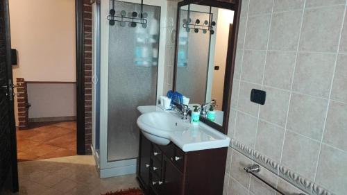 a bathroom with a sink and a shower at B&B EMPIRA Lamezia Terme in Lamezia Terme