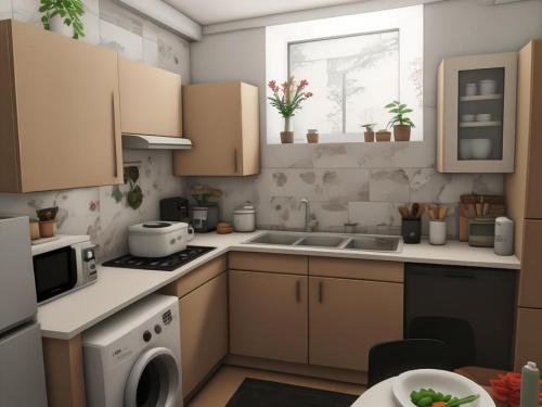 a kitchen with a sink and a stove top oven at Jolie maison de village in Capendu