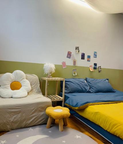 Katil atau katil-katil dalam bilik di Chái Nho Homestay