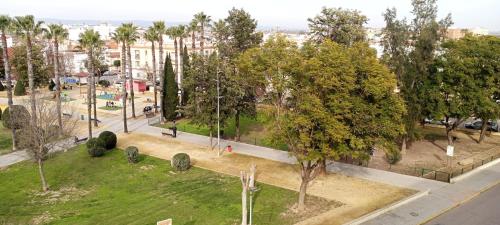 an aerial view of a park with a tree at EL RINCÓN DEL GUADALQUIVIR in La Rinconada