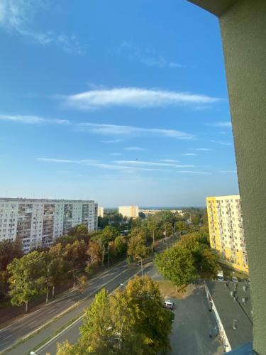 a view from a window of a city at Może nad morze in Gdańsk