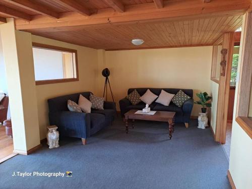 a living room with a couch and a table at Mt Elephant Bush Retreat - Gray in Gray