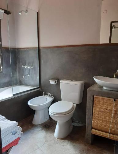 a bathroom with a toilet and a sink at Los Remolinos in Merlo