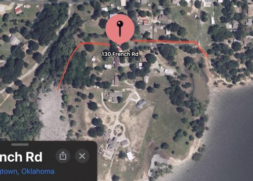 a map of a park with a red marker at The Perfect Porch Retreat in Eufaula