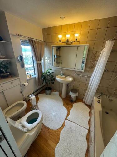 a bathroom with a toilet and a sink at Dream House -Water Lily in Horseshoe Bay