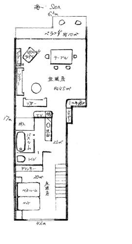 a black and white floor plan of a house at 伊根えびすや千歳Chitose　 in Kameshima
