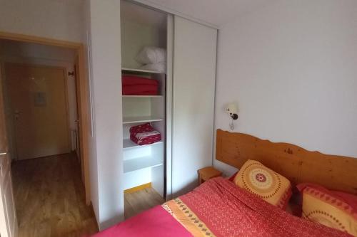 a bedroom with a bed and a closet at T2 proche pistes & promo forfaits in Puy-Saint-Vincent