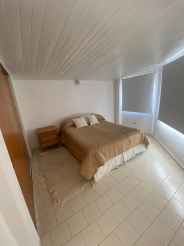 a bedroom with a bed in a white room at Amelie in General Roca