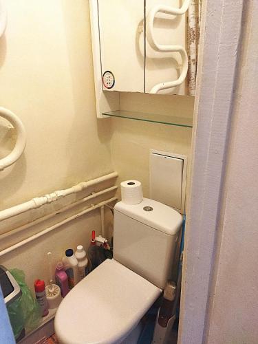 a bathroom with a toilet in a small room at Itaja apartment 49 in Šiauliai