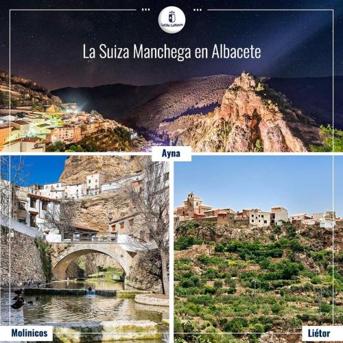 a collage of pictures of cities and a mountain at Can Mari in Ayna