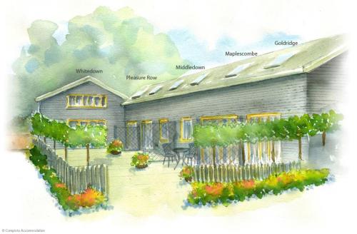 a drawing of a house with a garden at Whitedown in Alton