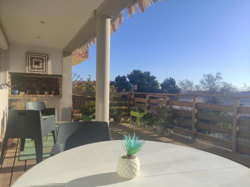 Μπαλκόνι ή βεράντα στο Résidence tout confort à 10'Canet plage