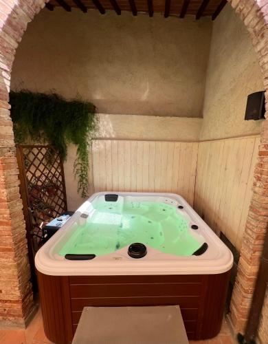 a jacuzzi bathtub in a room with at Leon Bianco in San Gimignano