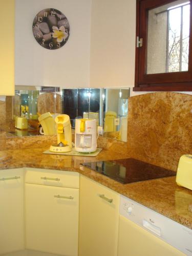 - une cuisine avec un comptoir en marbre et un appareil dans l'établissement Ventilizia, à Bastia