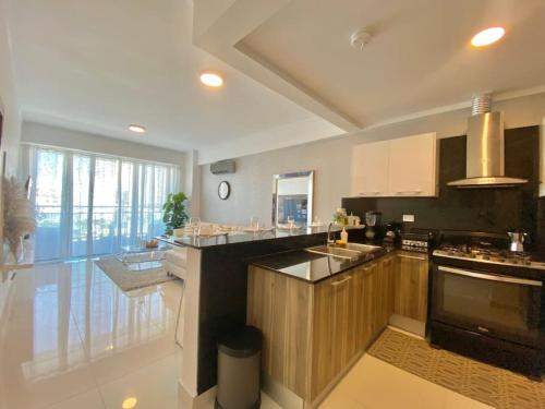 Upscale City Center Apt, Poolにあるキッチンまたは簡易キッチン