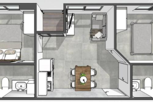 a floor plan of a room with a bathroom at 2BR Aparment Near The Beach T2-717 in Phuket Town