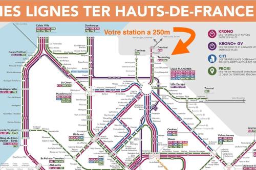 a map of the london mrt lines at Le Botanique à 250m de la gare,15 min de Lille in Tourcoing