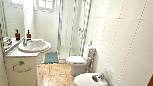 a bathroom with a shower and a toilet and a sink at Bohemian Dreams Los Abrigos by Deihu Experiences in Granadilla de Abona
