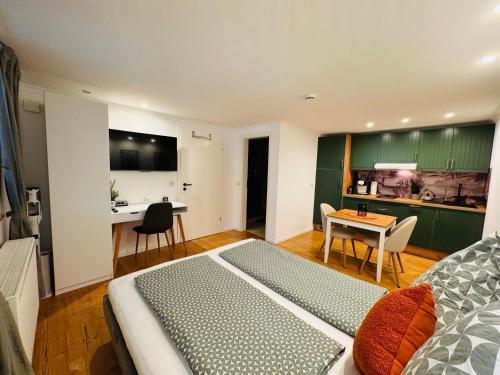 TV a/nebo společenská místnost v ubytování Ferienwohnung Vierseithof