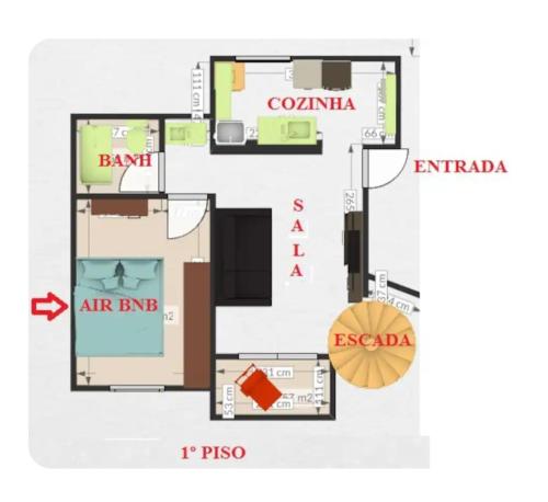 a floor plan of a house at Salvador 50m Praia com Piscina Prox Aeroporto in Salvador