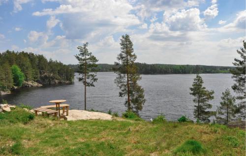 オーリェングにあるAmazing Home In Årjäng With Kitchenの湖畔のピクニックテーブル