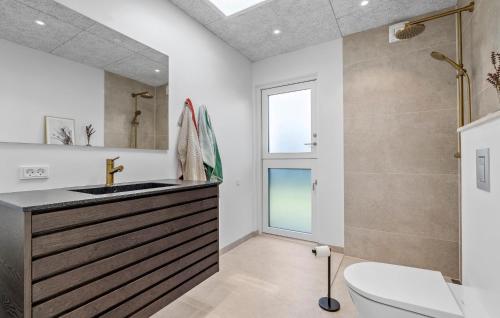 a bathroom with a sink and a toilet at 3 Bedroom Lovely Home In Martofte in Martofte