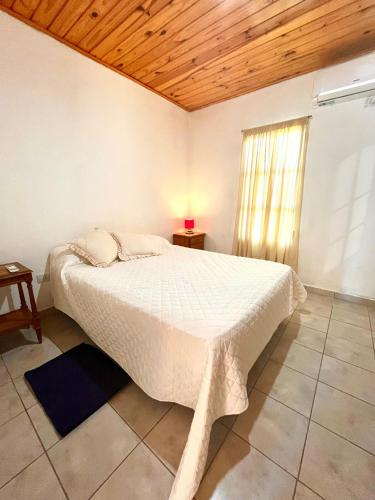 a bedroom with a white bed and a window at Alojamiento Villa Elisa in Villa Elisa