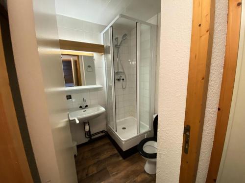 une salle de bain avec une douche, un lavabo et des toilettes dans l'établissement Résidence Portail G - PORTAIL 72 MAE-6391, à Valmorel