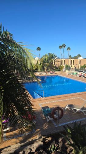 a large swimming pool in front of a resort at Ocean View Luxury Las Americas in Playa de las Americas