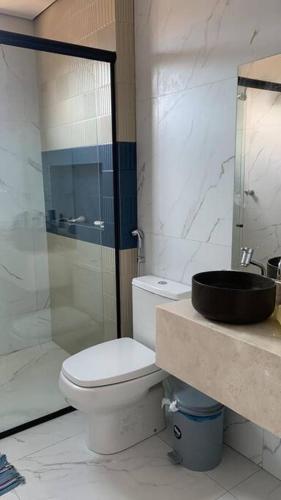 Koupelna v ubytování Casinha Azul Taiba