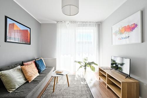 Televízia a/alebo spoločenská miestnosť v ubytovaní Golden Apartments/Op25