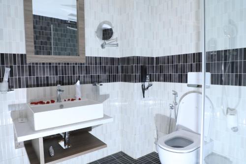 a bathroom with a sink and a toilet at TH BonRoyal Hotel in Addis Ababa