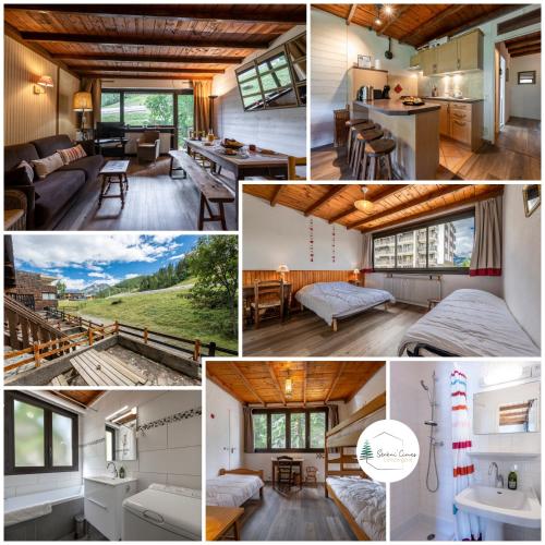un collage de photos d'une petite maison dans l'établissement Petit Blanchon - Au pied des pistes - Parking, à Uvernet