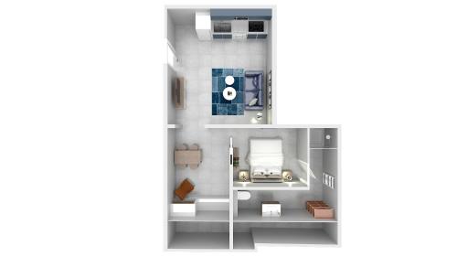 un plan d'étage d'un condo dans l'établissement Loft MEHARI - Le Méridien #Parking #Lave-linge #Clim #Netflix, à Charbonnières-les-Bains