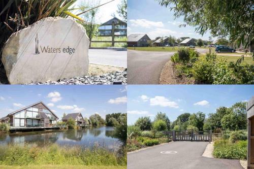 four different pictures of houses and a river at Waters Edge 04, Waterside Lodge P in South Cerney
