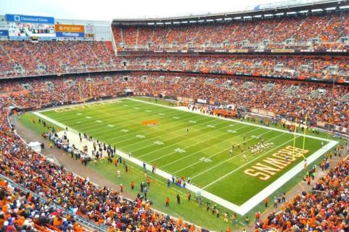 an aerial view of a football game in a stadium at Cozy Bungalow 10 Min to DTWN CLE in Euclid
