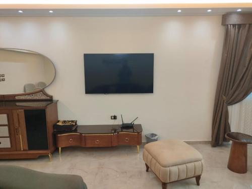 TV a/nebo společenská místnost v ubytování شقة فندقية مطلة على النيل