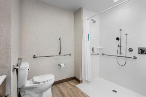 ein Badezimmer mit Toilette und Dusche in der Unterkunft Hampton Inn New Orleans French Quarter Market Area in New Orleans