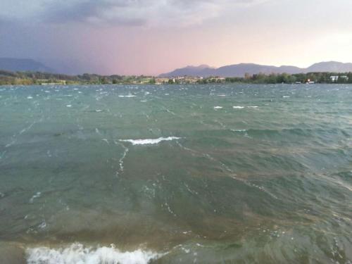 a view of a large body of water at Holiday apartment Bräu in Riegsee