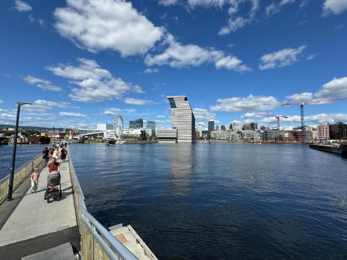 a view of a river with a city in the background at Oslo City Center Opera House Munch Museum Your Second Home in Oslo